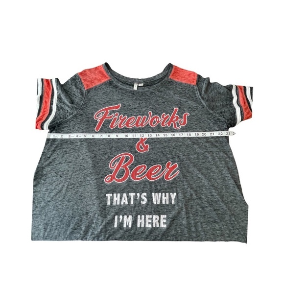 “Fireworks & Beer” Charcoal Gray/Red/White Burnout Style Tee Sz - 18/20W - Picture 13 of 13